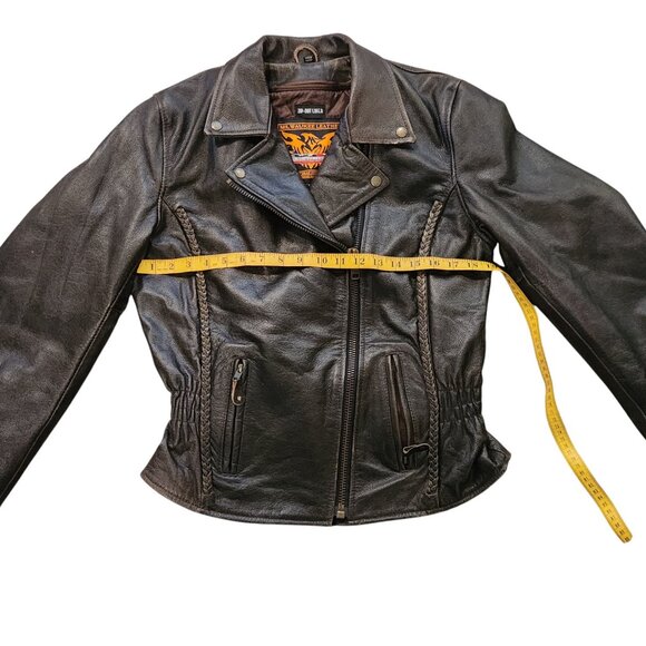 Milwaukee Leather Women’s L Brown Motorcycle Jacket Zip-Out Liner Braided Stud D - Picture 8 of 12